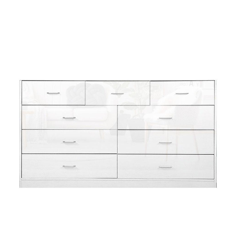 9 Chest of Drawers Lowboy High Gloss White - Furniture - Rivercity House & Home Co. (ABN 18 642 972 209) - Affordable Modern Furniture Australia