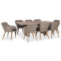 9 Piece Deluxe Outdoor Dining Table & 8 Wicker Chairs