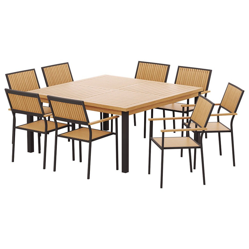 9 Piece Outdoor Family Dining Set Oak - Furniture > Outdoor - Rivercity House & Home Co. (ABN 18 642 972 209) - Affordable Modern Furniture Australia