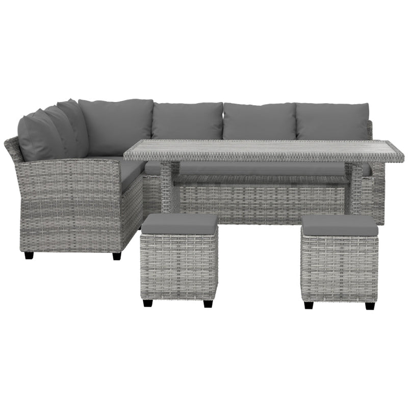 9 Seat Outdoor Wicker Lounge Dining Set - Mixed Grey - Furniture > Outdoor - Rivercity House & Home Co. (ABN 18 642 972 209)