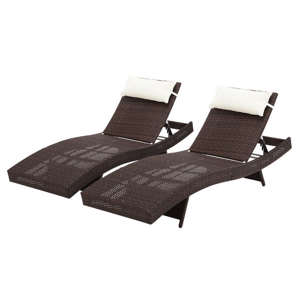 Outdoor Sun Lounge Setting Wicker Brown - Rivercity House & Home Co. (ABN 18 642 972 209) - Affordable Modern Furniture Australia