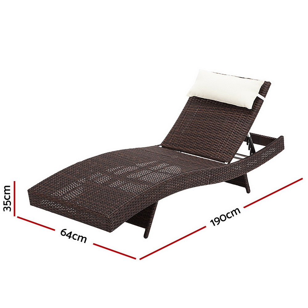 Outdoor Sun Lounge Setting Wicker Brown - Rivercity House & Home Co. (ABN 18 642 972 209) - Affordable Modern Furniture Australia