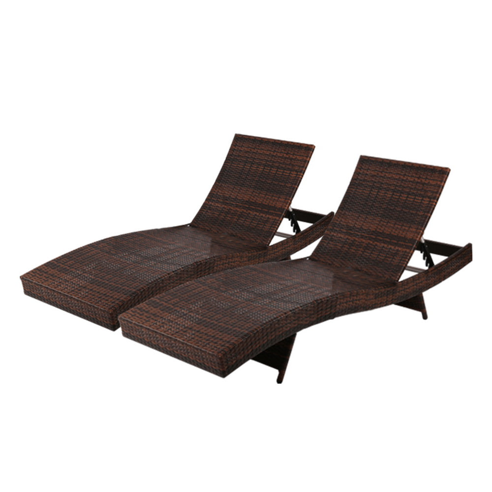 Outdoor Sun Lounge Setting Wicker Brown - Rivercity House & Home Co. (ABN 18 642 972 209) - Affordable Modern Furniture Australia