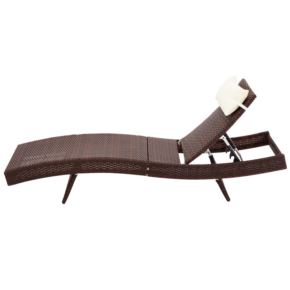 Outdoor Sun Lounge Setting Wicker Brown - Rivercity House & Home Co. (ABN 18 642 972 209) - Affordable Modern Furniture Australia