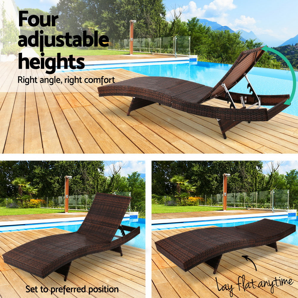 Outdoor Sun Lounge Setting Wicker Brown - Rivercity House & Home Co. (ABN 18 642 972 209) - Affordable Modern Furniture Australia