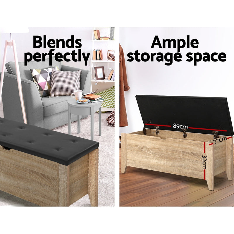 Storage Ottoman Blanket Box Oak - Rivercity House & Home Co. (ABN 18 642 972 209) - Affordable Modern Furniture Australia