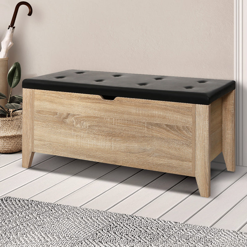 Storage Ottoman Blanket Box Oak - Rivercity House & Home Co. (ABN 18 642 972 209) - Affordable Modern Furniture Australia