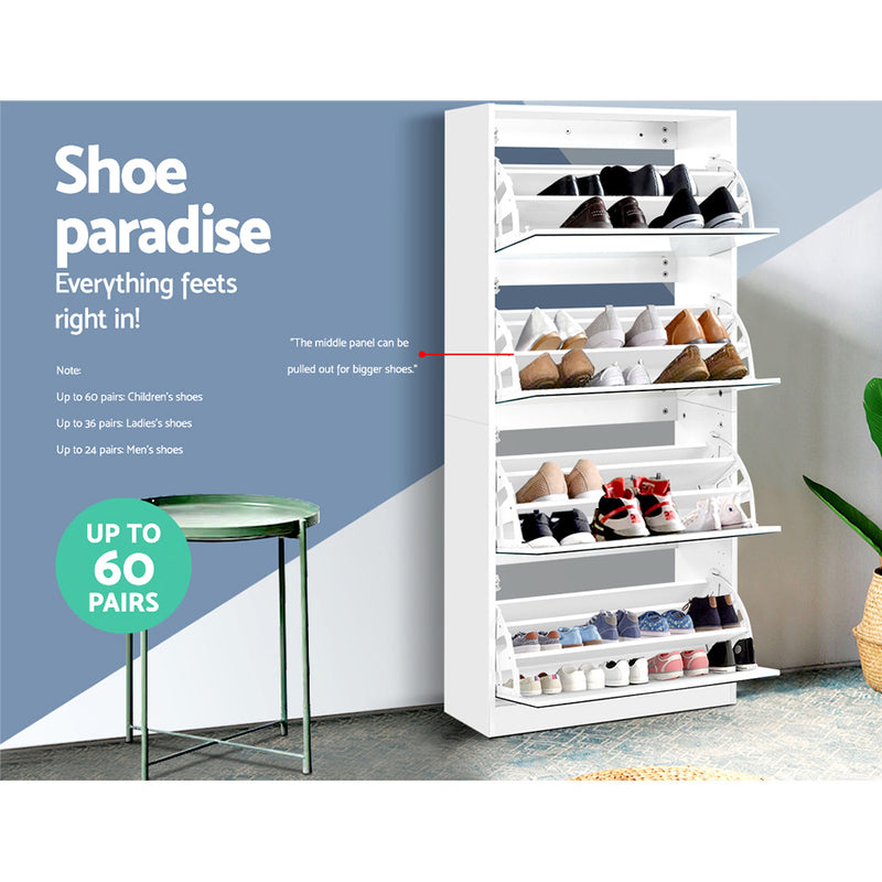 Shoe Cabinet Mirror Shoes Storage Rack Organiser 60 Pairs Cupboard Shelf - Rivercity House & Home Co. (ABN 18 642 972 209) - Affordable Modern Furniture Australia