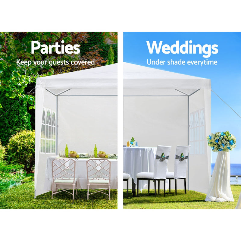 Gazebo 3x3 Outdoor Marquee Gazebos Wedding Party Camping Tent 4 Wall Panels - Home & Garden > Shading - Rivercity House & Home Co. (ABN 18 642 972 209) - Affordable Modern Furniture Australia