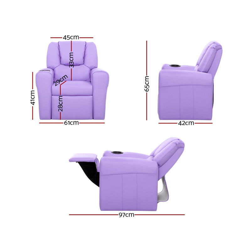 Kids Recliner Chair Purple PU Leather Sofa Lounge Couch Children Armchair - Baby & Kids > Kid's Furniture - Rivercity House & Home Co. (ABN 18 642 972 209) - Affordable Modern Furniture Australia