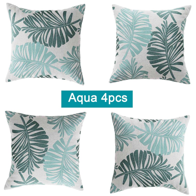 Cotton Linen Tropical Palm Cushion Covers 4pcs Pack - Rivercity House & Home Co. (ABN 18 642 972 209) - Affordable Modern Furniture Australia
