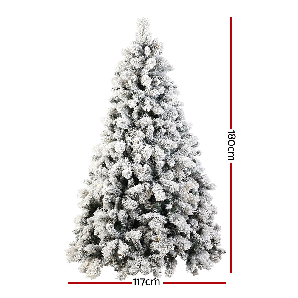 Snowy Christmas Tree 1.8M / 6FT With LED Lights - Warm White - Rivercity House & Home Co. (ABN 18 642 972 209) - Affordable Modern Furniture Australia