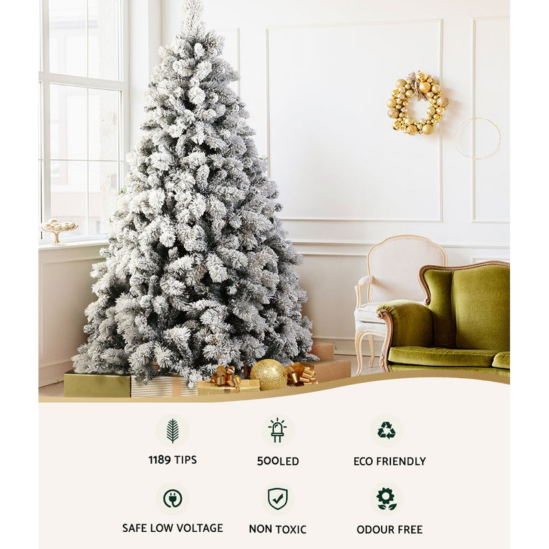 Snowy Christmas Tree 2.1M / 7FT With LED Lights - Warm White - Rivercity House & Home Co. (ABN 18 642 972 209) - Affordable Modern Furniture Australia