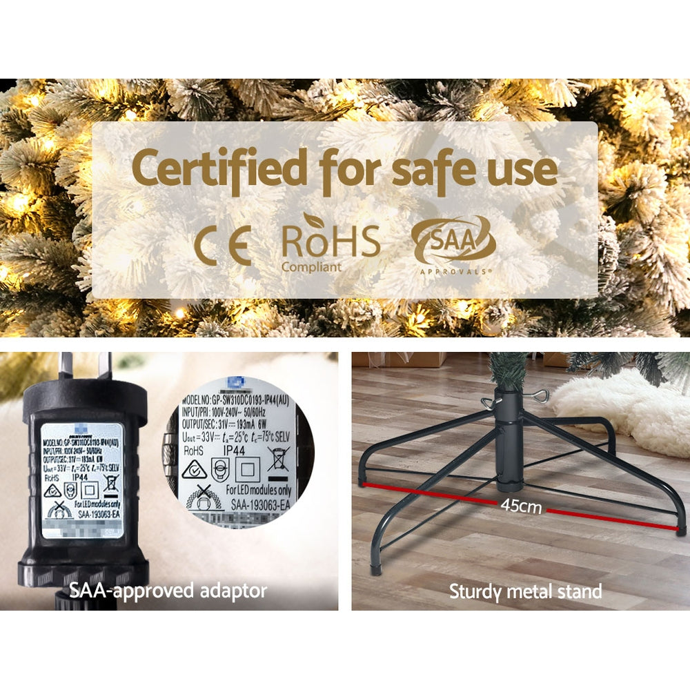 Snowy Christmas Tree 2.1M / 7FT With LED Lights - Warm White - Rivercity House & Home Co. (ABN 18 642 972 209) - Affordable Modern Furniture Australia