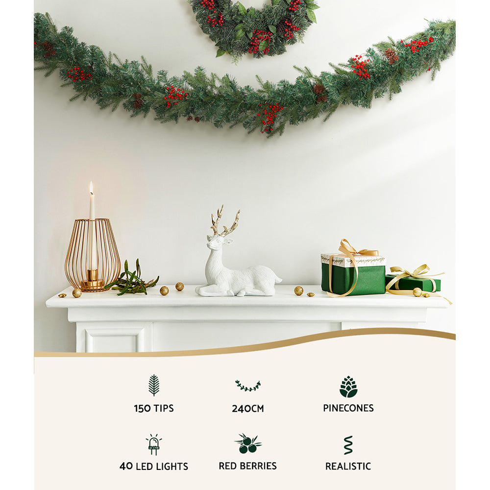 2.4M Christmas Garland with Ornament Warm Lights - Occasions > Christmas - Rivercity House & Home Co. (ABN 18 642 972 209) - Affordable Modern Furniture Australia