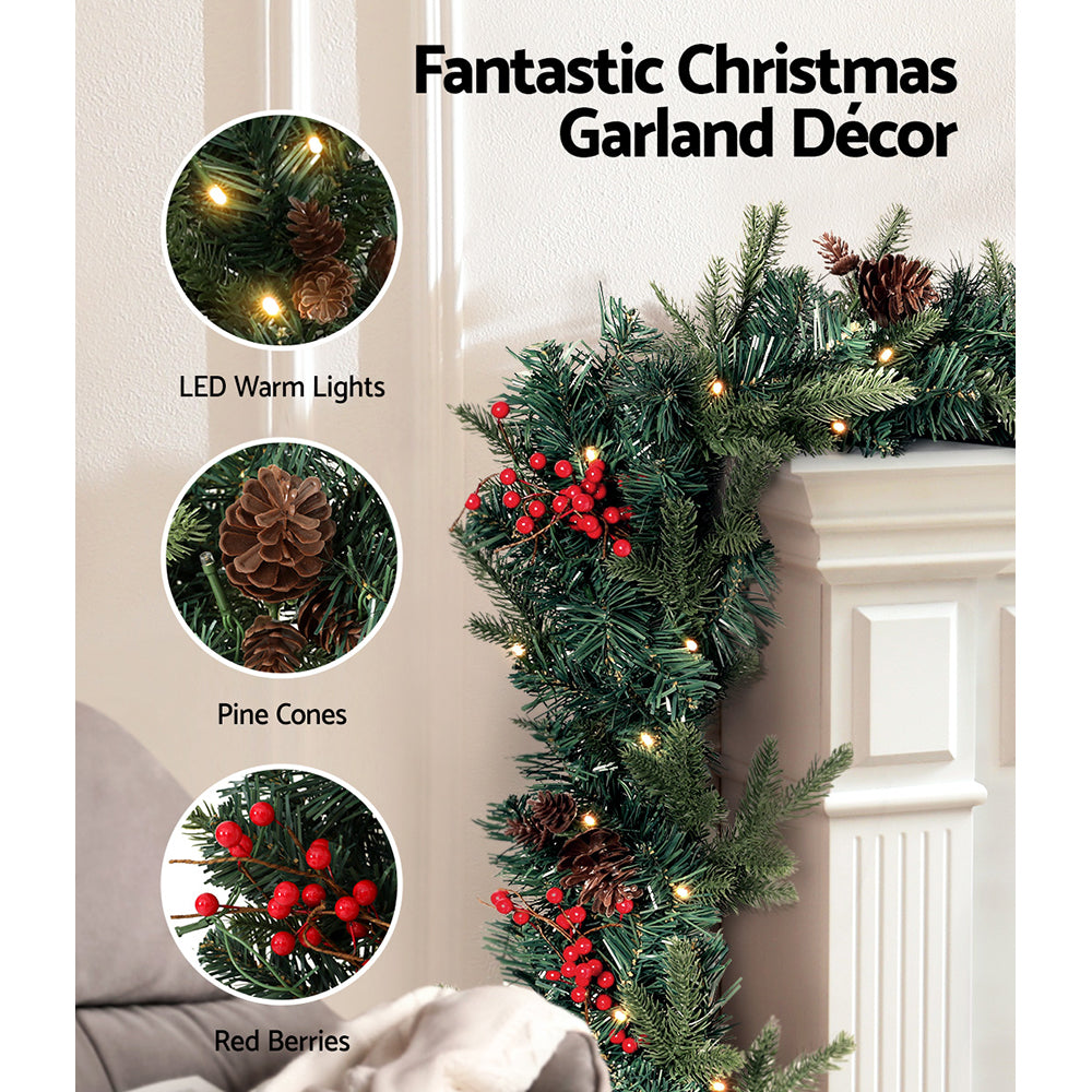2.4M Christmas Garland with Ornament Warm Lights - Occasions > Christmas - Rivercity House & Home Co. (ABN 18 642 972 209) - Affordable Modern Furniture Australia
