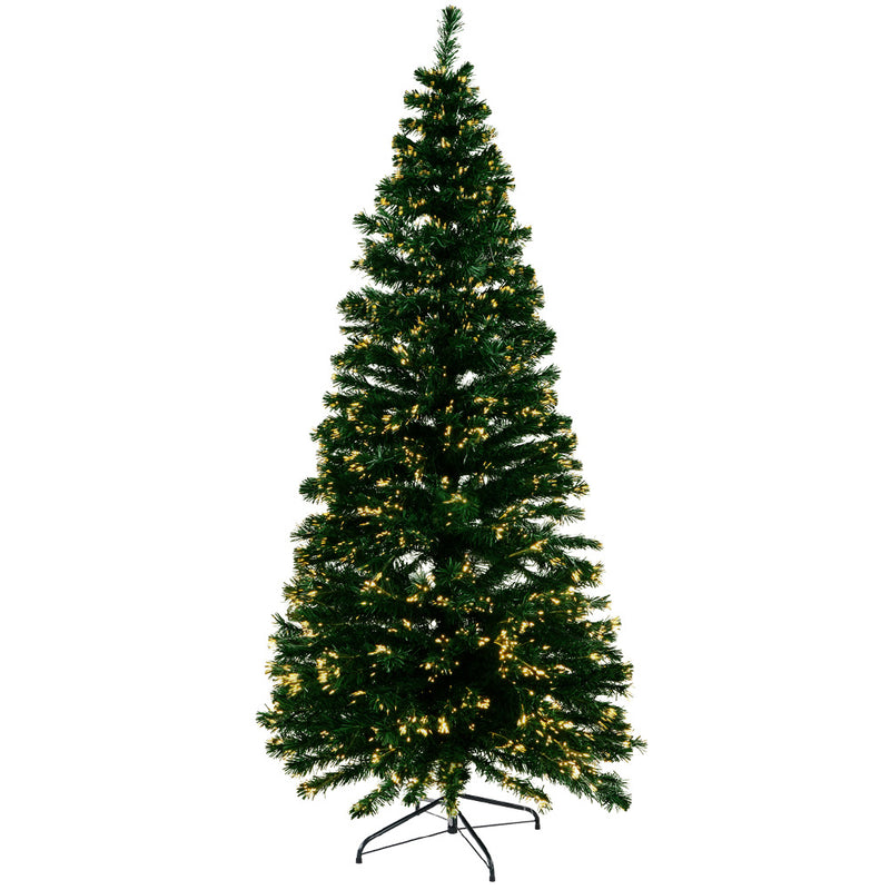 Slimline Christmas Tree 1.8M 6FT LED Xmas Fibre Optic Multi Warm White - Rivercity House & Home Co. (ABN 18 642 972 209) - Affordable Modern Furniture Australia