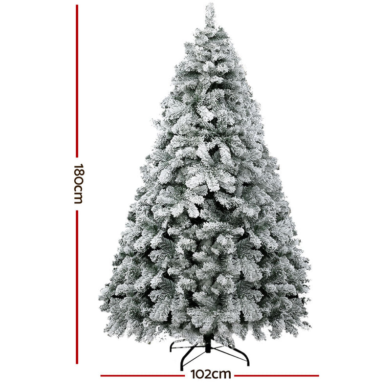 Snowy Christmas Tree 1.8M 6FT Xmas Decorations 520 Tips - Rivercity House & Home Co. (ABN 18 642 972 209) - Affordable Modern Furniture Australia