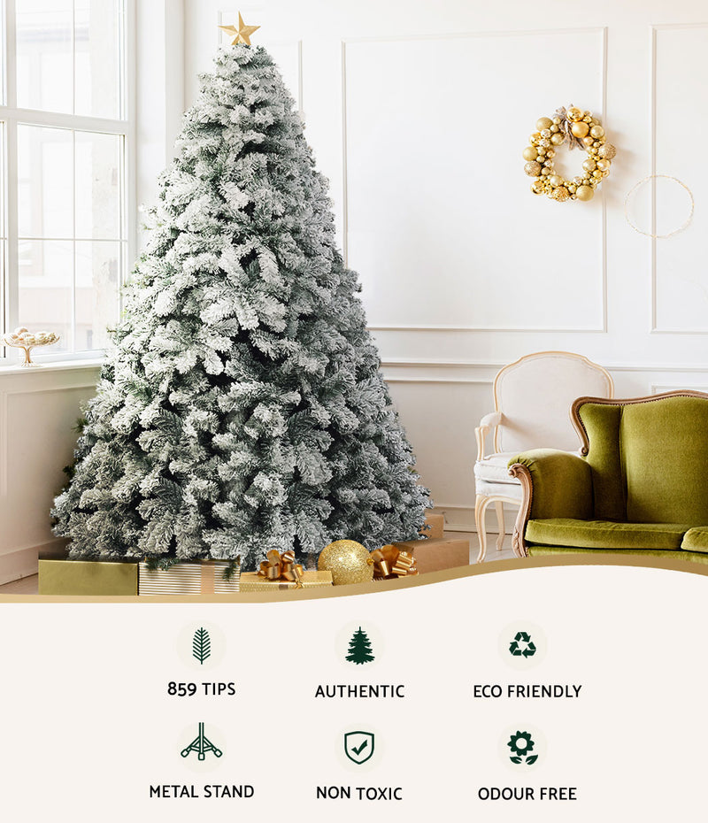 Snowy Christmas Tree 2.1M 7FT Xmas Decorations 859 Tips - Rivercity House & Home Co. (ABN 18 642 972 209) - Affordable Modern Furniture Australia