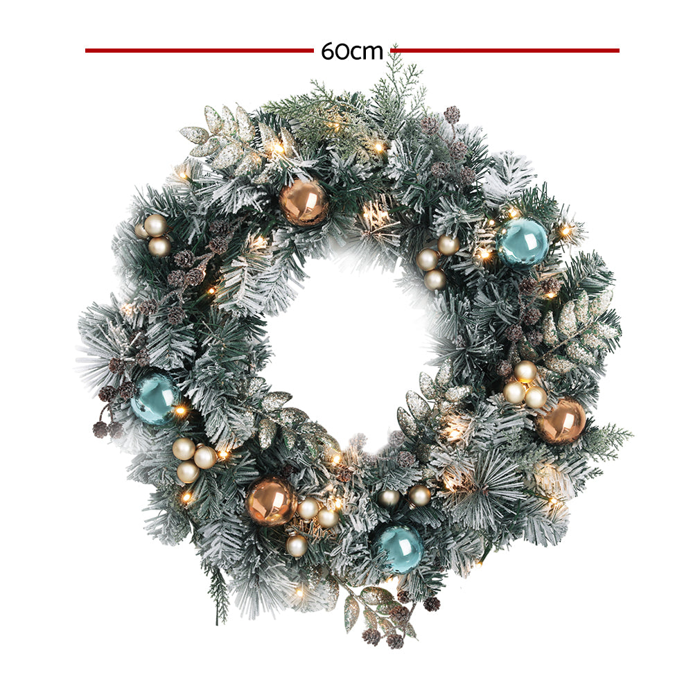 Christmas Wreath with Pre-Lit Lights Ornaments 60CM - Occasions > Christmas - Rivercity House & Home Co. (ABN 18 642 972 209) - Affordable Modern Furniture Australia