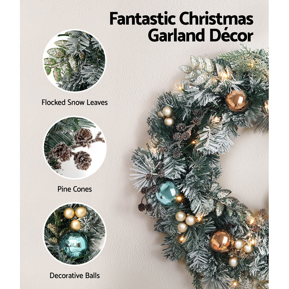 Christmas Wreath with Pre-Lit Lights Ornaments 60CM - Occasions > Christmas - Rivercity House & Home Co. (ABN 18 642 972 209) - Affordable Modern Furniture Australia