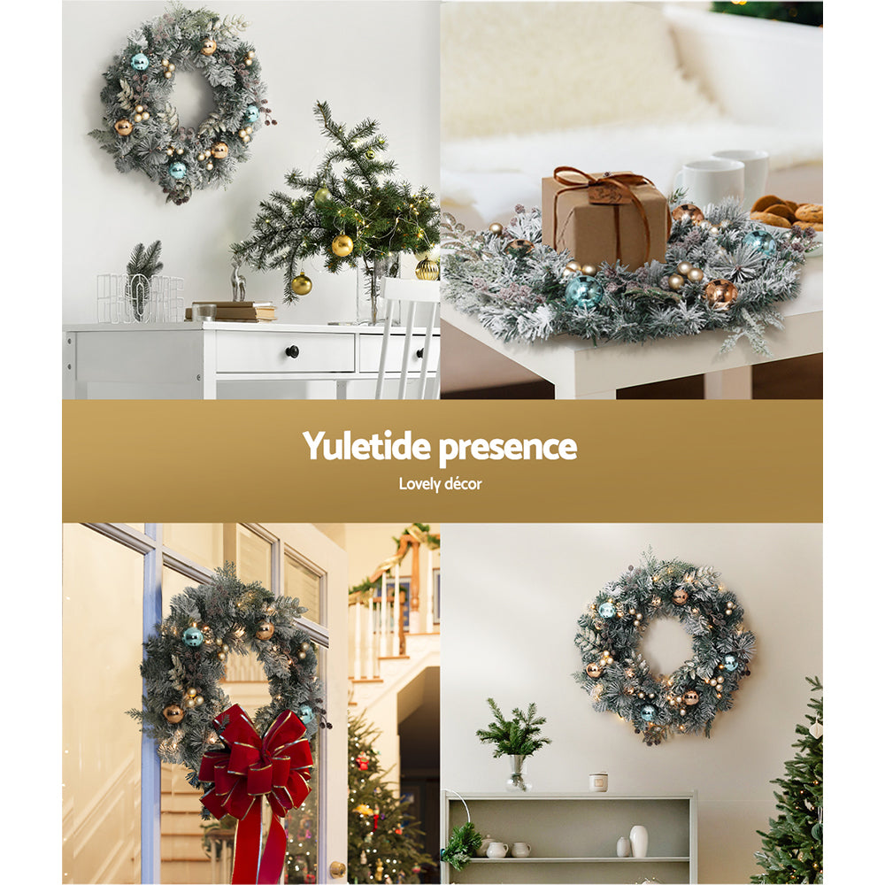 Christmas Wreath with Pre-Lit Lights Ornaments 60CM - Occasions > Christmas - Rivercity House & Home Co. (ABN 18 642 972 209) - Affordable Modern Furniture Australia