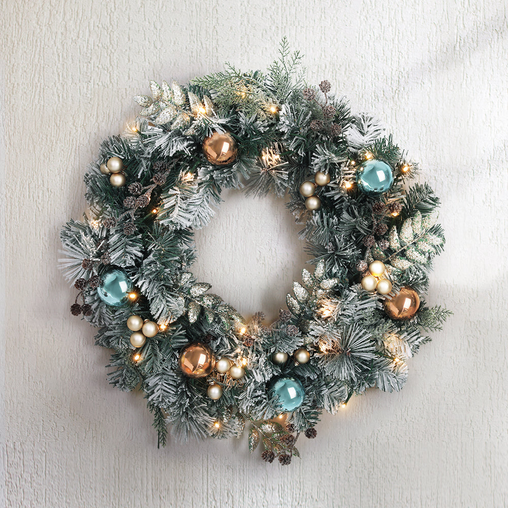 Christmas Wreath with Pre-Lit Lights Ornaments 60CM - Occasions > Christmas - Rivercity House & Home Co. (ABN 18 642 972 209) - Affordable Modern Furniture Australia