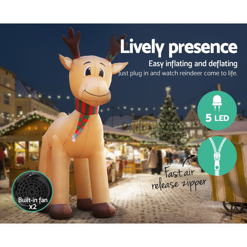 5M Christmas Inflatable Reindeer Giant Deer Air-Power Light Inside - Rivercity House & Home Co. (ABN 18 642 972 209) - Affordable Modern Furniture Australia