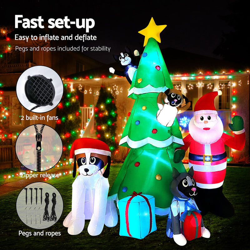 3M Inflatable Christmas Tree Santa Lights Outdoor Decorations - Rivercity House & Home Co. (ABN 18 642 972 209) - Affordable Modern Furniture Australia