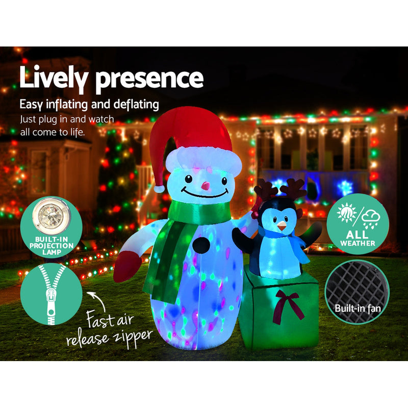 Inflatable Christmas 2.4M Snowman LED Lights Outdoor Decorations - Rivercity House & Home Co. (ABN 18 642 972 209) - Affordable Modern Furniture Australia