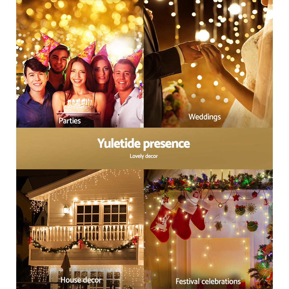 500 LED Solar Powered Christmas Icicle Lights 20M Outdoor Fairy String Party Warm White - Occasions - Rivercity House & Home Co. (ABN 18 642 972 209) - Affordable Modern Furniture Australia