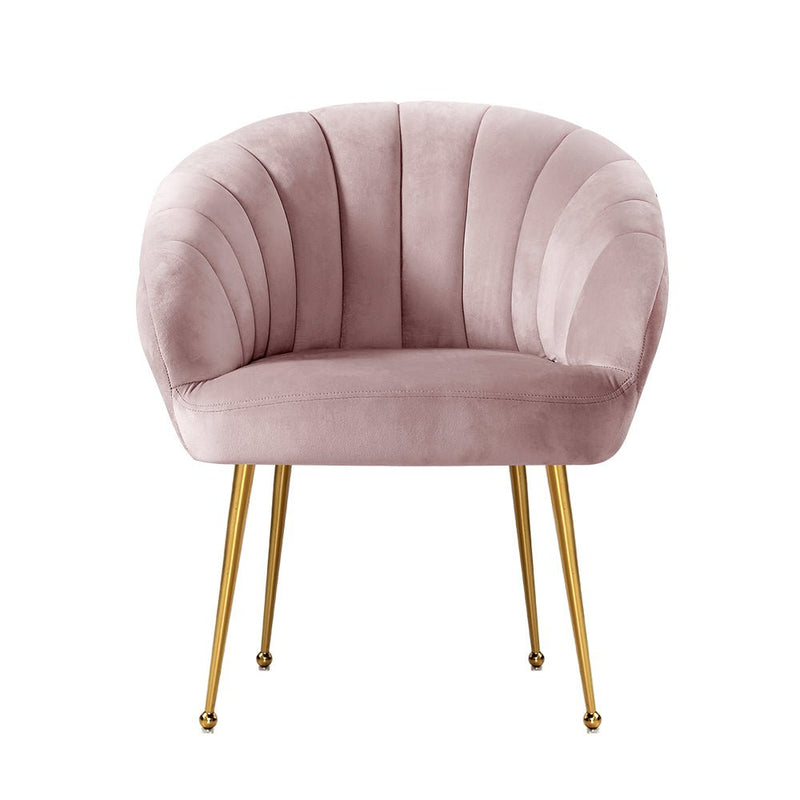 Accent Velvet Armchair Lounge Chair Pink - Rivercity House & Home Co. (ABN 18 642 972 209) - Affordable Modern Furniture Australia