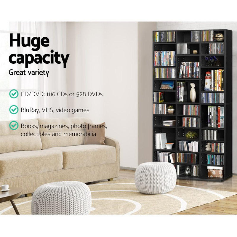 Adjustable Book Storage Shelf Rack Unit - Black - Rivercity House & Home Co. (ABN 18 642 972 209) - Affordable Modern Furniture Australia