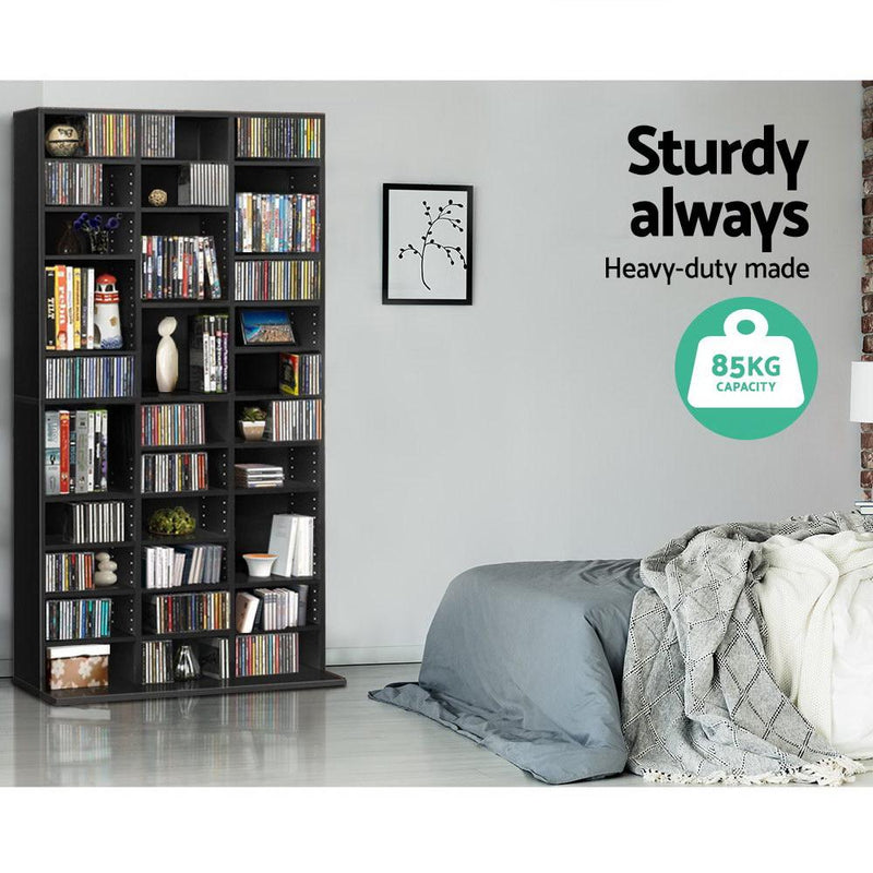 Adjustable Book Storage Shelf Rack Unit - Black - Rivercity House & Home Co. (ABN 18 642 972 209) - Affordable Modern Furniture Australia