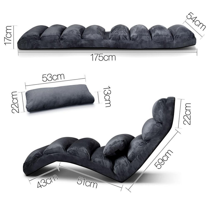 Adjustable Lounge Sofa Chair - Charcoal - Rivercity House & Home Co. (ABN 18 642 972 209) - Affordable Modern Furniture Australia