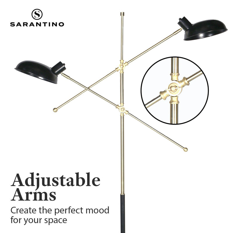 Adjustable Two Light Lamp Black and Gold Finish - Home & Garden > Lighting - Rivercity House & Home Co. (ABN 18 642 972 209) - Affordable Modern Furniture Australia