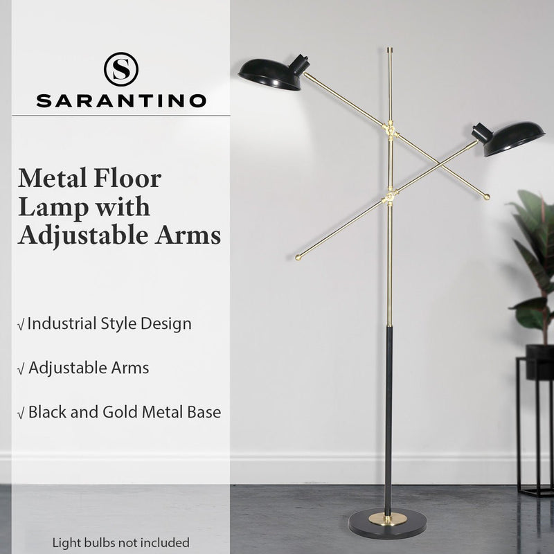 Adjustable Two Light Lamp Black and Gold Finish - Home & Garden > Lighting - Rivercity House & Home Co. (ABN 18 642 972 209) - Affordable Modern Furniture Australia