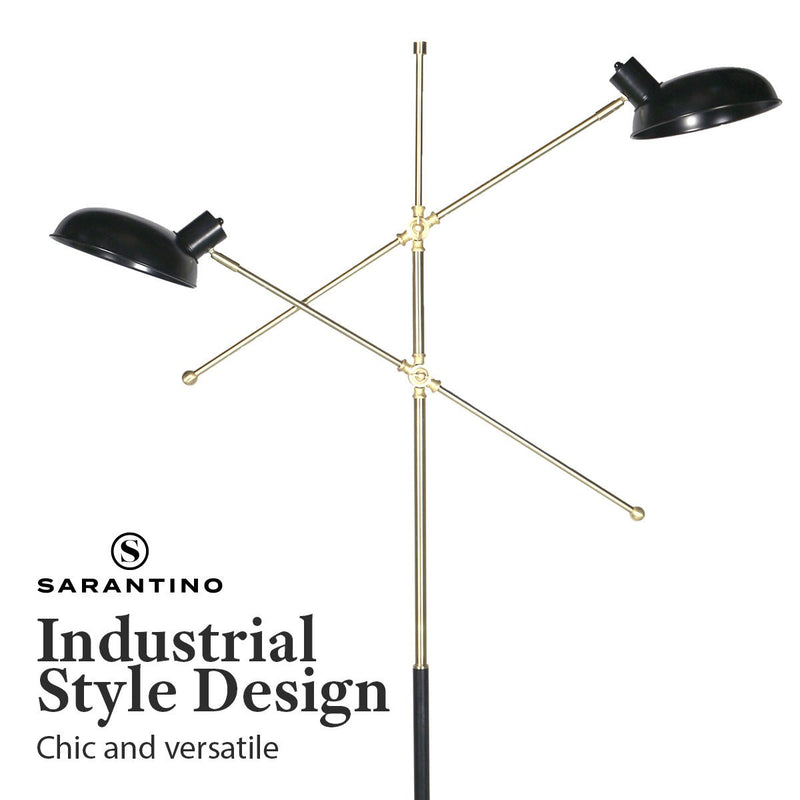 Adjustable Two Light Lamp Black and Gold Finish - Home & Garden > Lighting - Rivercity House & Home Co. (ABN 18 642 972 209) - Affordable Modern Furniture Australia