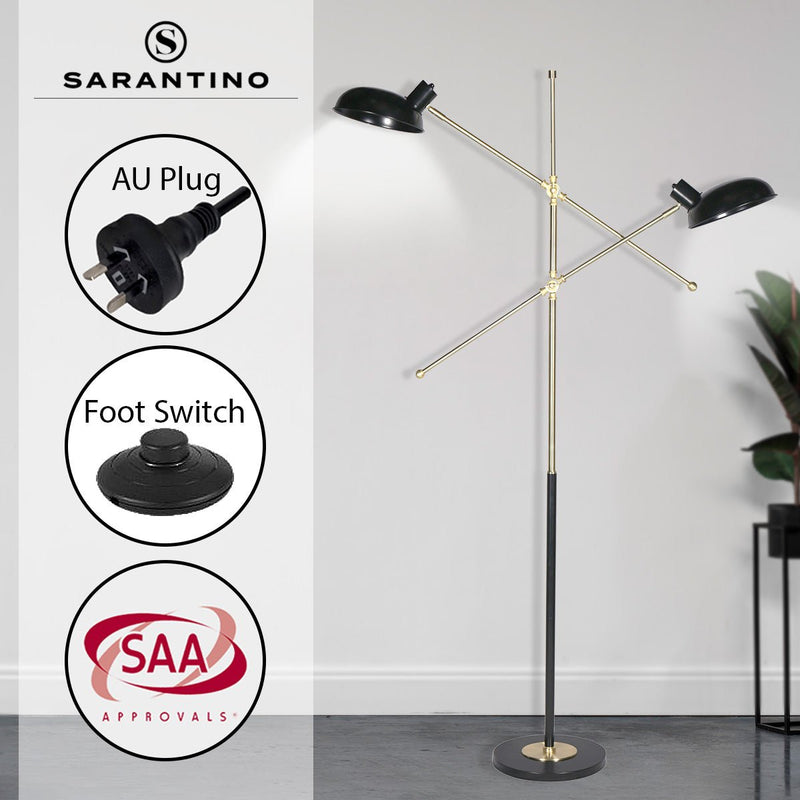 Adjustable Two Light Lamp Black and Gold Finish - Home & Garden > Lighting - Rivercity House & Home Co. (ABN 18 642 972 209) - Affordable Modern Furniture Australia