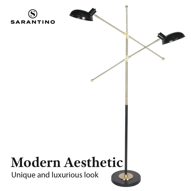 Adjustable Two Light Lamp Black and Gold Finish - Home & Garden > Lighting - Rivercity House & Home Co. (ABN 18 642 972 209) - Affordable Modern Furniture Australia