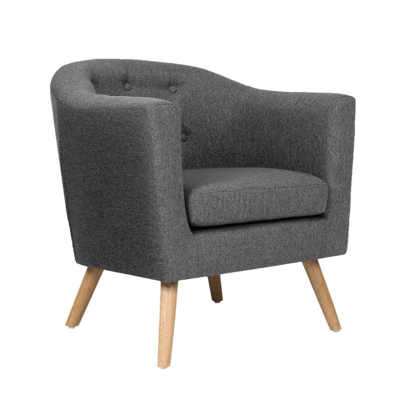 ADORA Armchair Tub Chair Single Accent Armchairs Sofa Lounge Fabric Grey - Rivercity House & Home Co. (ABN 18 642 972 209) - Affordable Modern Furniture Australia