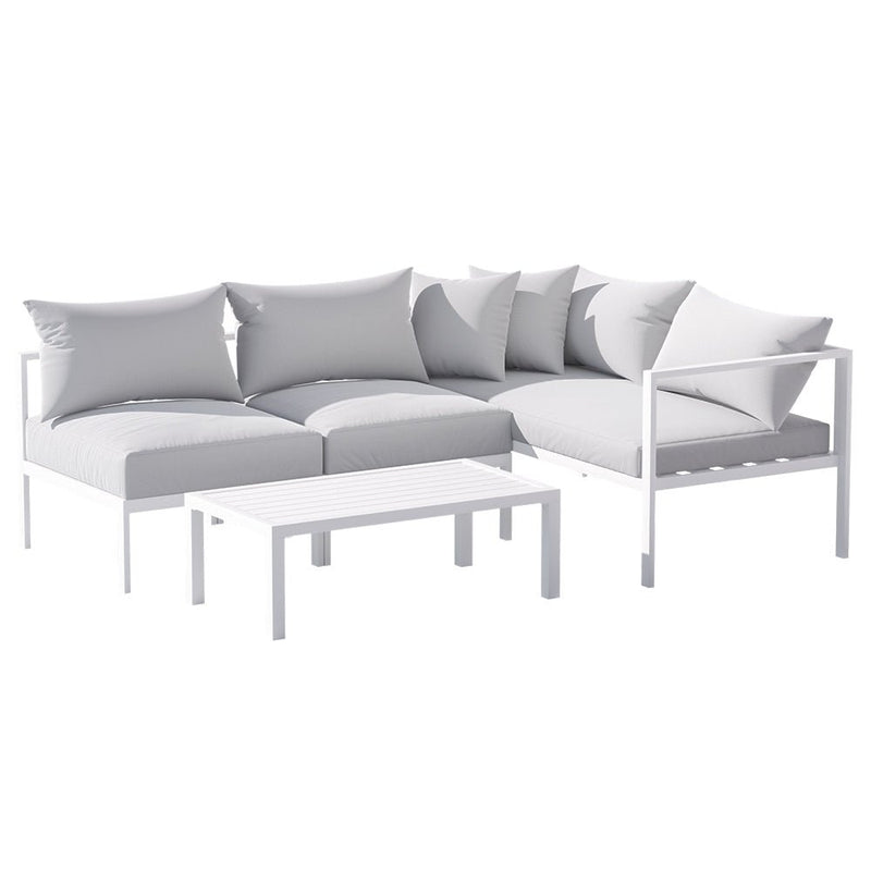 Airlie 4 Seat Aluminium Outdoor Sofa and Table Set White - Furniture > Outdoor - Rivercity House & Home Co. (ABN 18 642 972 209) - Affordable Modern Furniture Australia