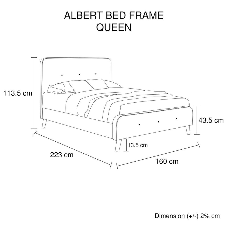 Albert Queen Bed Frame Light Grey - Furniture > Bedroom - Rivercity House & Home Co. (ABN 18 642 972 209) - Affordable Modern Furniture Australia