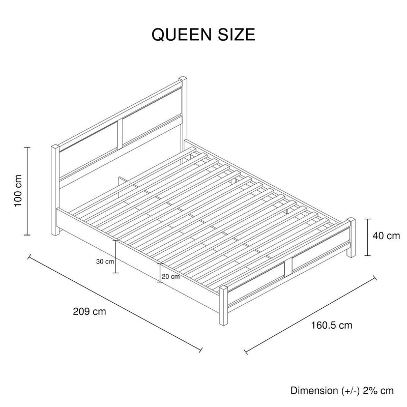 Alice Wooden Queen Bed Base Oak - Furniture > Bedroom - Rivercity House & Home Co. (ABN 18 642 972 209) - Affordable Modern Furniture Australia