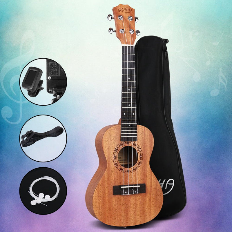 Alpha 23" Ukulele Natural Mahogany Concert Beginner Gift w/ Carry Bag - Audio & Video > Musical Instrument & Accessories - Rivercity House & Home Co. (ABN 18 642 972 209)