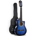 34 Inch Acoustic Guitar Wooden Body Steel String Beginner Kids Gift Blue
