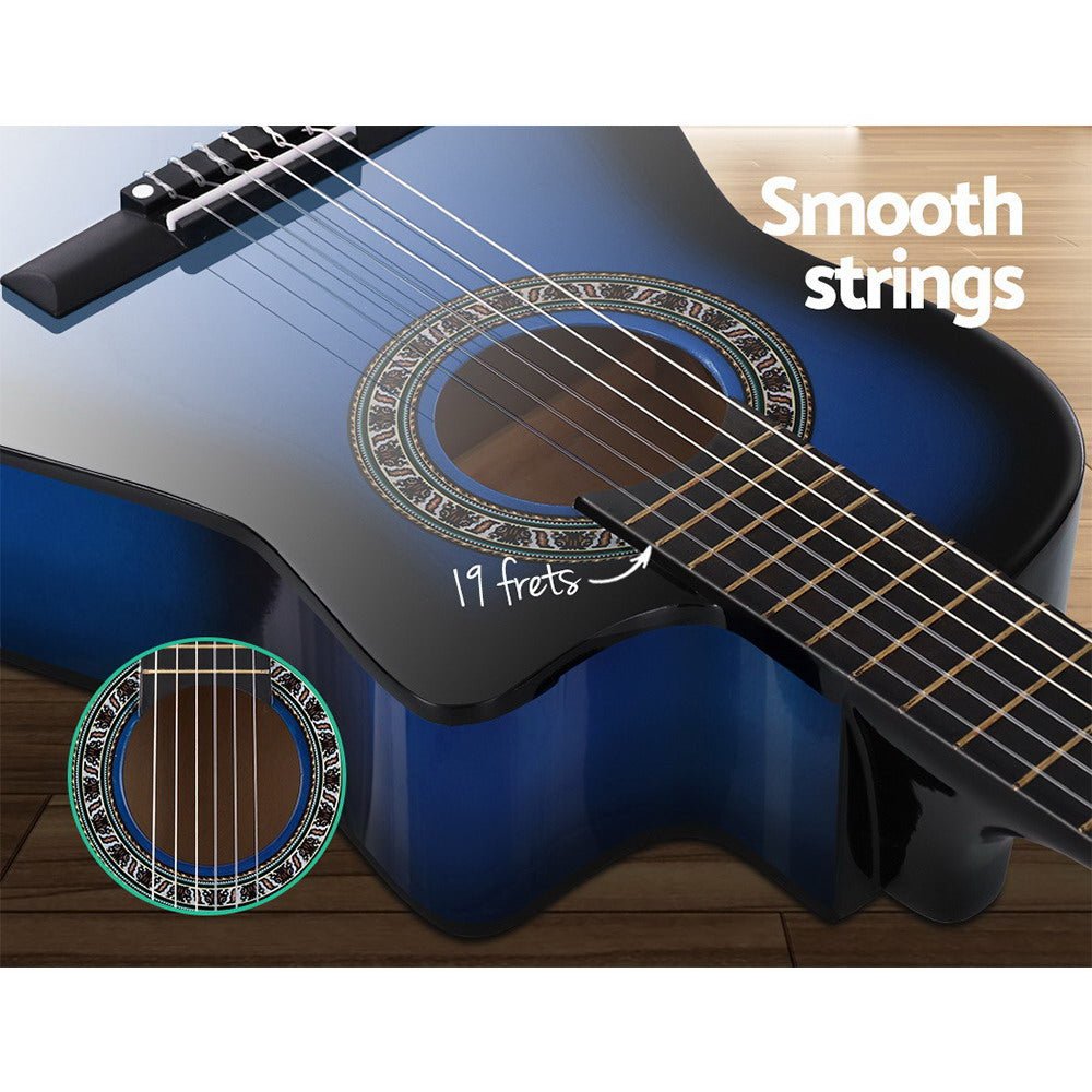 34 Inch Acoustic Guitar Wooden Body Steel String Beginner Kids Gift Blue - Audio & Video > Musical Instrument & Accessories - Rivercity House & Home Co. (ABN 18 642 972 209) - Affordable Modern Furniture Australia
