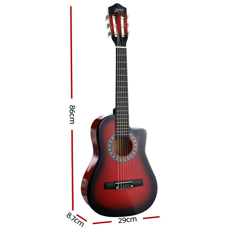 34 Inch Acoustic Guitar Wooden Body Steel String Beginner Kids Gift Red - Audio & Video > Musical Instrument & Accessories - Rivercity House & Home Co. (ABN 18 642 972 209) - Affordable Modern Furniture Australia