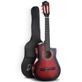 34 Inch Acoustic Guitar Wooden Body Steel String Beginner Kids Gift Red
