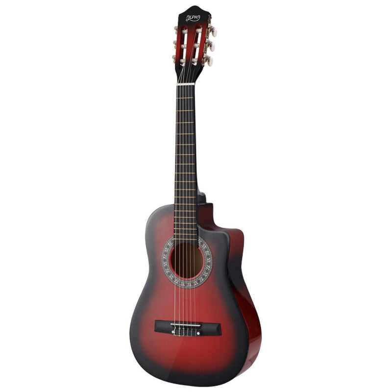 Alpha 34 Inch Acoustic Guitar Wooden Body Steel String Beginner Kids Gift Red - Audio & Video > Musical Instrument & Accessories - Rivercity House & Home Co. (ABN 18 642 972 209)